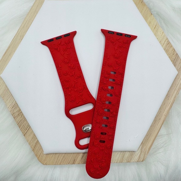 New Red Floral Design Apple Watch Bands  38mm 40mm 41mm - Picture 1 of 2